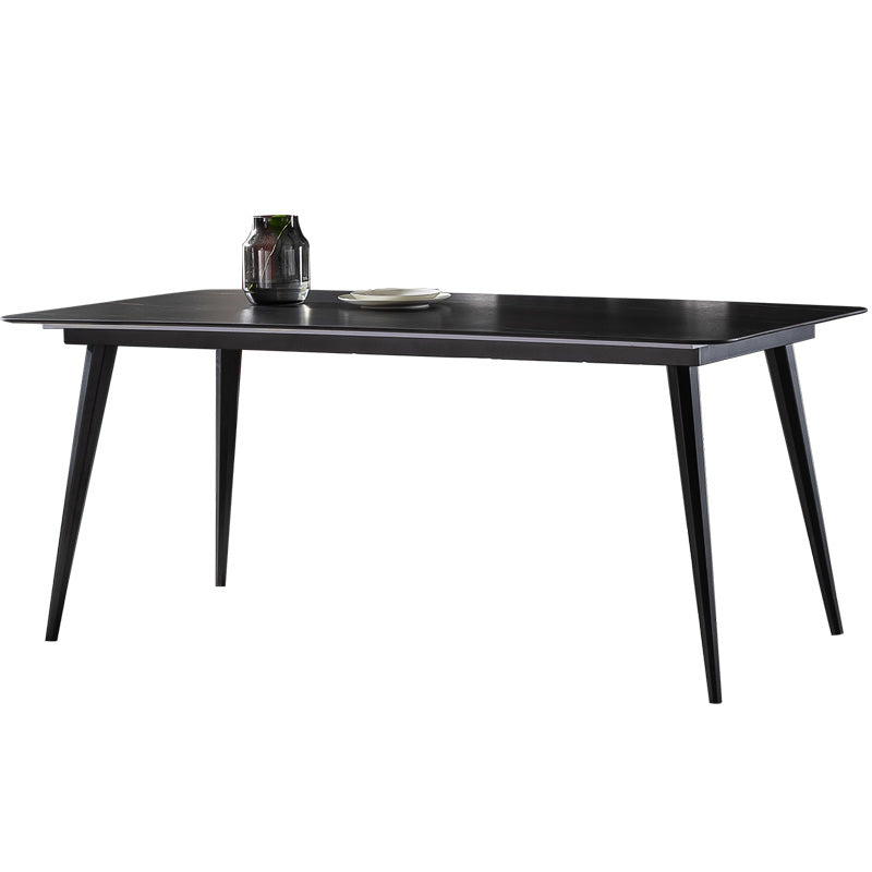 Contemporary Dining Table Set 1/4/5/7 Pcs Black Sintered Stone Top Table with Side Chairs Clearhalo 'Dining Room Sets' 'Dining Tables & Seating' 'dining_room_set' 'furn' 'furn_dining_room_set' 'Furniture' 'Kitchen & Dining Furniture' 5599516