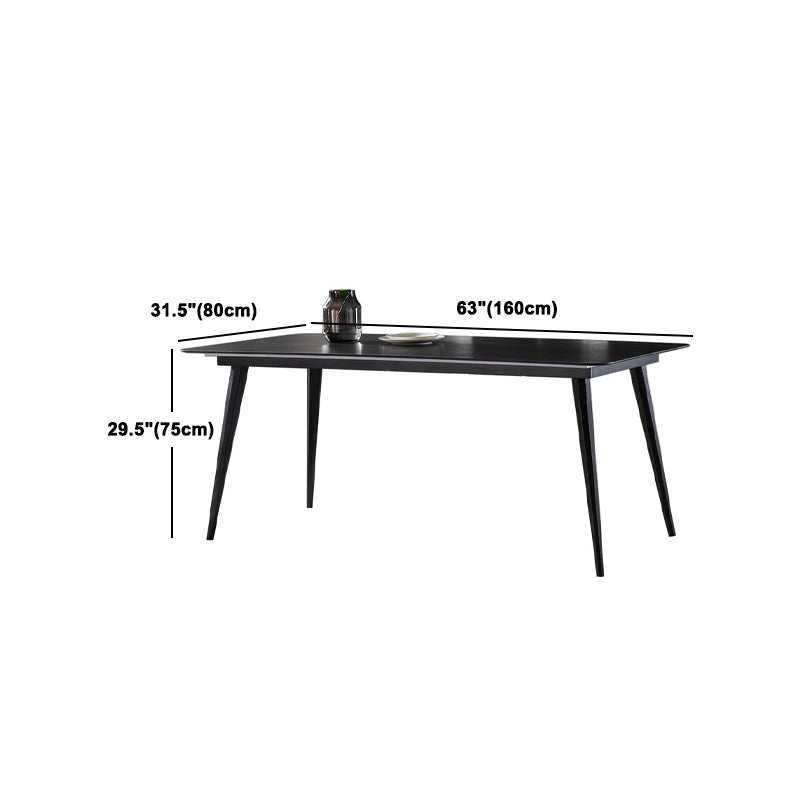 Contemporary Dining Table Set 1/4/5/7 Pcs Black Sintered Stone Top Table with Side Chairs Clearhalo 'Dining Room Sets' 'Dining Tables & Seating' 'dining_room_set' 'furn' 'furn_dining_room_set' 'Furniture' 'Kitchen & Dining Furniture' 5599525