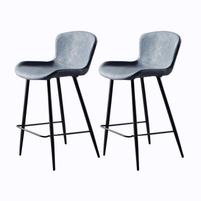 Sgabello imbottito in pelle senza schienale scandinavo