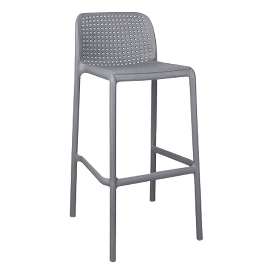 Modern Plastic Counter Stool Low Back Square Stool for Living Room Grey 1 Piece