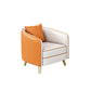 Faux Leather Contemporary Standard Sofa Sloped Arm Sofa for Living Room 27.5"L x 25.5"W x 29.5"H Orange Clearhalo 'furn' 'furn_sofas' 'Furniture' 'Living Room Furniture' 'Sofa' 'sofas' 5601369