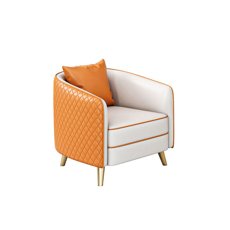 Faux Leather Contemporary Standard Sofa Sloped Arm Sofa for Living Room 27.5"L x 25.5"W x 29.5"H Orange Clearhalo 'furn' 'furn_sofas' 'Furniture' 'Living Room Furniture' 'Sofa' 'sofas' 5601369