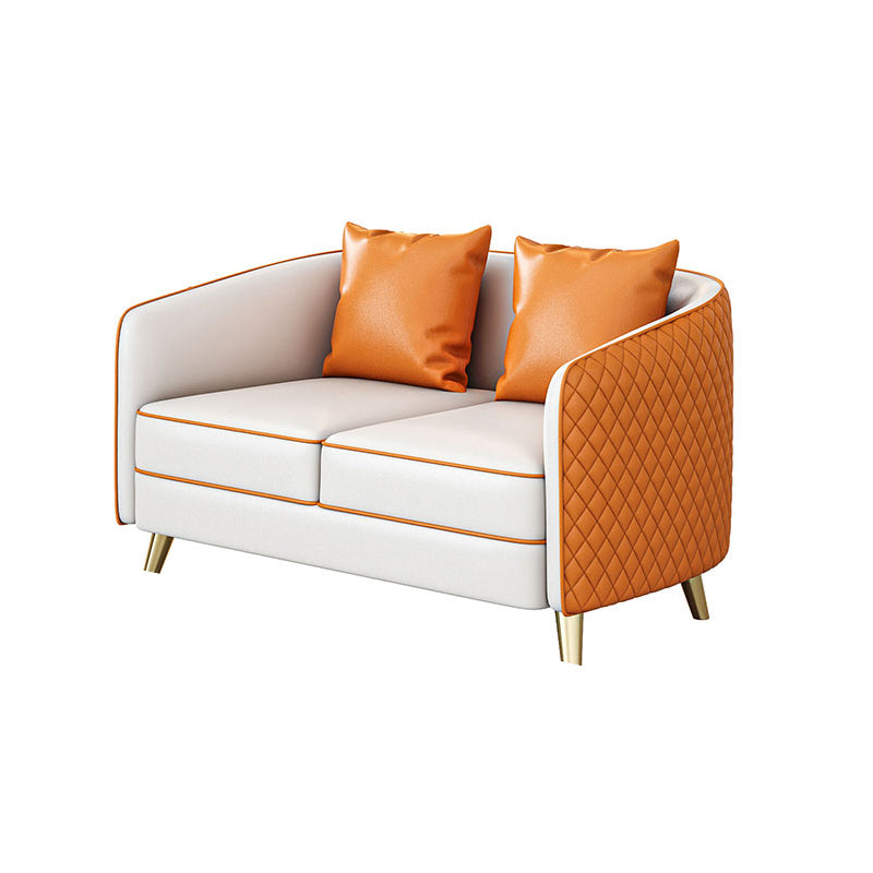 Faux Leather Contemporary Standard Sofa Sloped Arm Sofa for Living Room 55.1"L x 25.6"W x 29.5"H Orange Clearhalo 'furn' 'furn_sofas' 'Furniture' 'Living Room Furniture' 'Sofa' 'sofas' 5601370