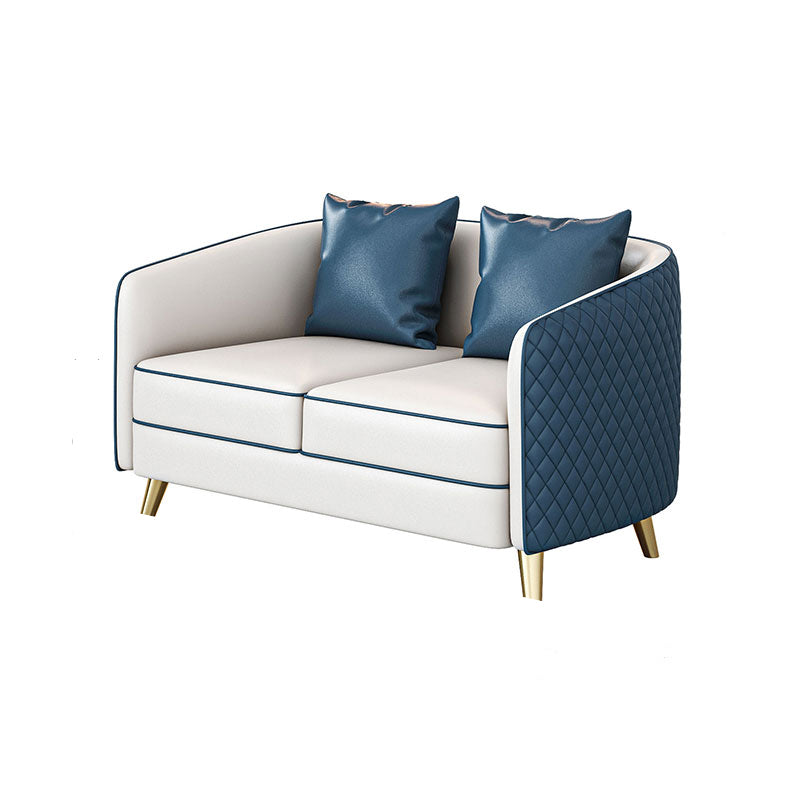 Faux Leather Contemporary Standard Sofa Sloped Arm Sofa for Living Room 55.1"L x 25.6"W x 29.5"H Blue Clearhalo 'furn' 'furn_sofas' 'Furniture' 'Living Room Furniture' 'Sofa' 'sofas' 5601374