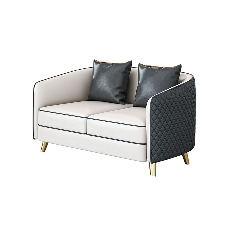 Faux Leather Contemporary Standard Sofa Sloped Arm Sofa for Living Room 55.1"L x 25.6"W x 29.5"H Grey Clearhalo 'furn' 'furn_sofas' 'Furniture' 'Living Room Furniture' 'Sofa' 'sofas' 5601376