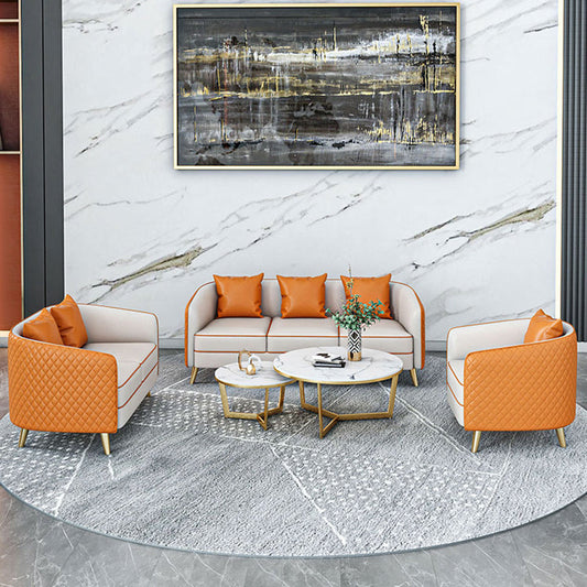 Faux Leather Contemporary Standard Sofa Sloped Arm Sofa for Living Room Clearhalo 'furn' 'furn_sofas' 'Furniture' 'Living Room Furniture' 'Sofa' 'sofas' 5601381