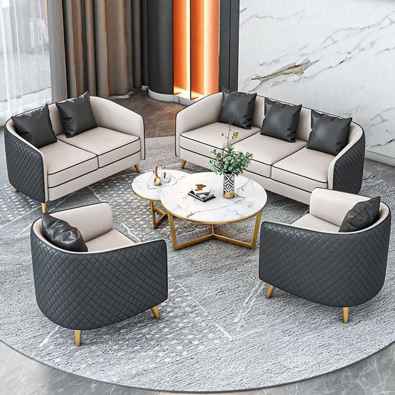 Faux Leather Contemporary Standard Sofa Sloped Arm Sofa for Living Room Clearhalo 'furn' 'furn_sofas' 'Furniture' 'Living Room Furniture' 'Sofa' 'sofas' 5601388