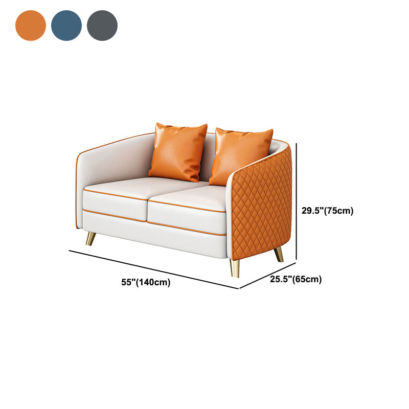 Faux Leather Contemporary Standard Sofa Sloped Arm Sofa for Living Room Clearhalo 'furn' 'furn_sofas' 'Furniture' 'Living Room Furniture' 'Sofa' 'sofas' 5601390