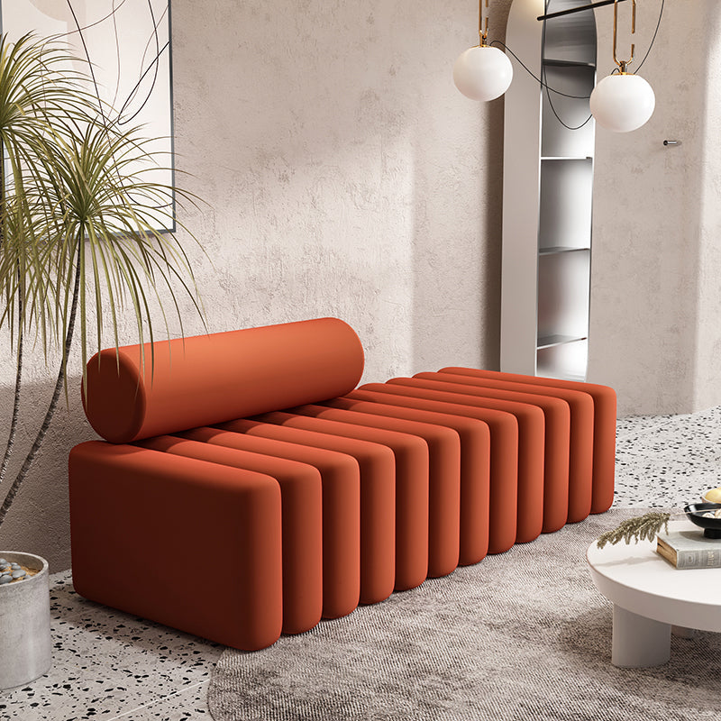 Velvet Contemporary Standard Sofa Armless Sofa for Living Room, Apartment Orange-Red Clearhalo 'furn' 'furn_sofas' 'Furniture' 'Living Room Furniture' 'Sofa' 'sofas' 5601430