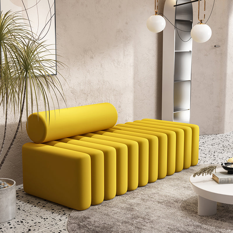 Velvet Contemporary Standard Sofa Armless Sofa for Living Room, Apartment Lemon Yellow Clearhalo 'furn' 'furn_sofas' 'Furniture' 'Living Room Furniture' 'Sofa' 'sofas' 5601433