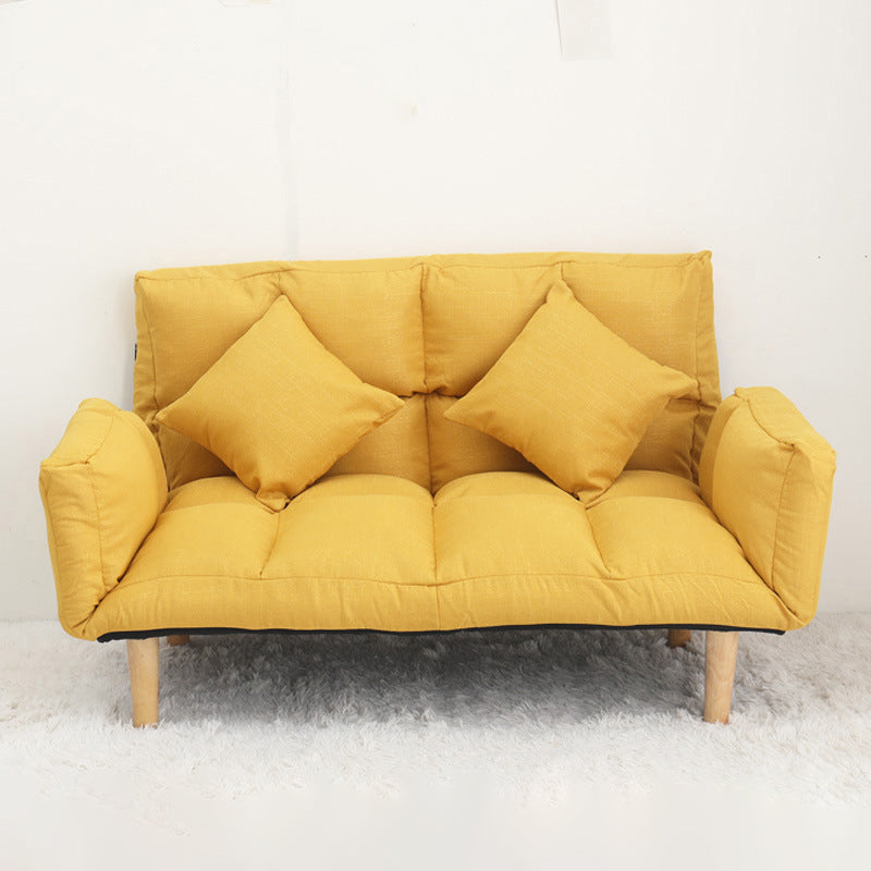 Modern Biscuit Back Reclining Square Arm Linen Stationary Sofa Lemon Yellow Clearhalo 'furn' 'furn_sofas' 'Furniture' 'Living Room Furniture' 'Sofa' 'sofas' 5601635