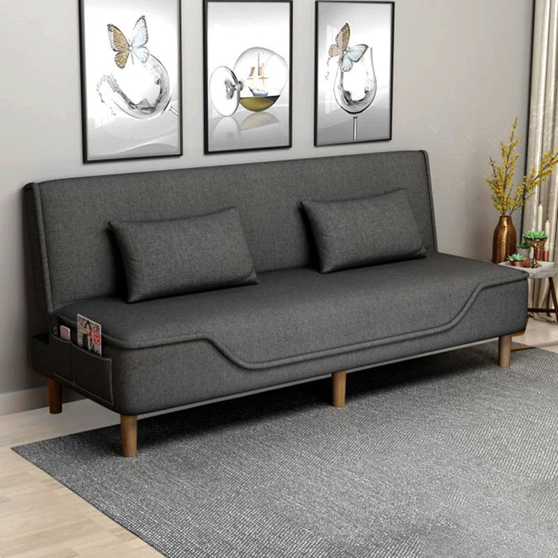 Contemporary Living Room Tight Back Sleeper Armless Linen Seating Dark Gray Clearhalo 'furn' 'furn_sofas' 'Furniture' 'Living Room Furniture' 'Sofa' 'sofas' 5601760