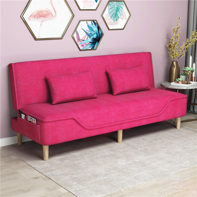 Contemporary Living Room Tight Back Sleeper Armless Linen Seating Light Rose Red Clearhalo 'furn' 'furn_sofas' 'Furniture' 'Living Room Furniture' 'Sofa' 'sofas' 5601770