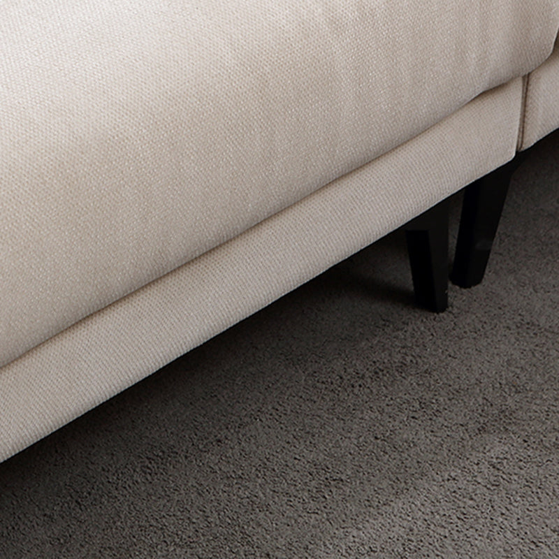 Ivory 4-seat Square Arm Sectional Scandinavian Fabric Sofa & Chaise Clearhalo 'furn' 'furn_sectionals' 'Furniture' 'Living Room Furniture' 'Sectionals' 5601782