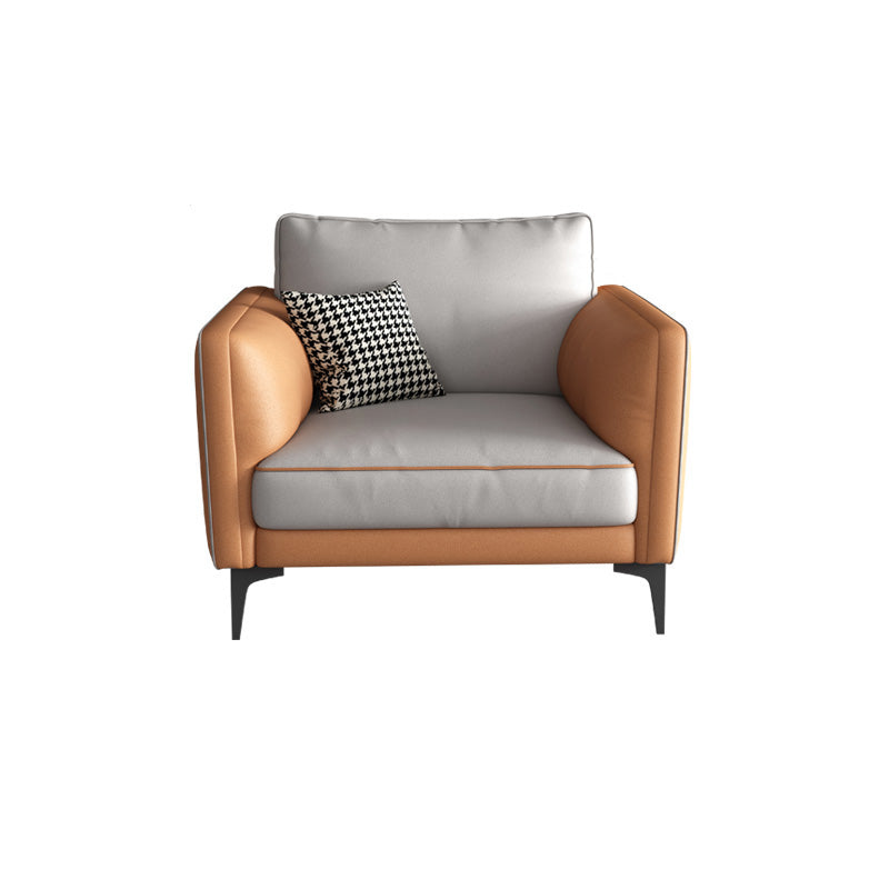 Light-grey Faux Leather Sofa/Sectional Stain-Resistant Square Arm Sofa