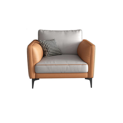 Light-grey Faux Leather Sofa/Sectional Stain-Resistant Square Arm Sofa