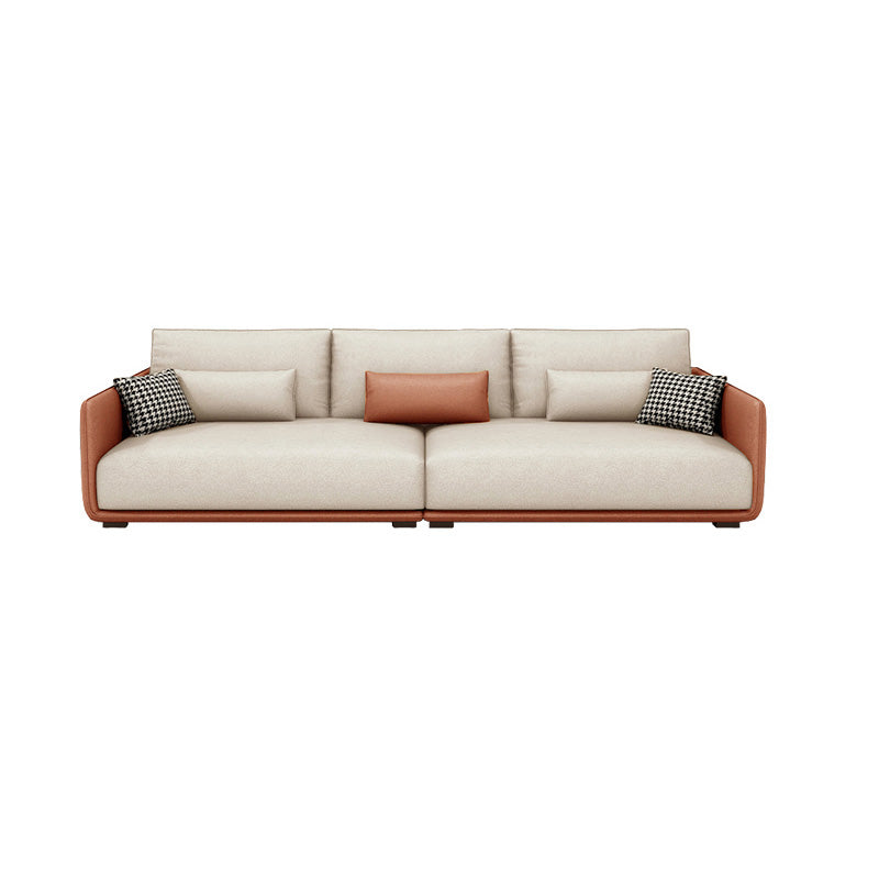 Faux Leather Pillow Back Sofa with Chaise Square Arm Sectional