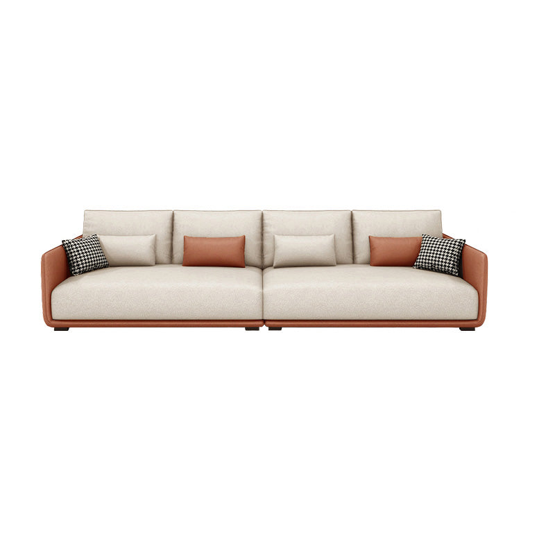 Faux Leather Pillow Back Sofa with Chaise Square Arm Sectional
