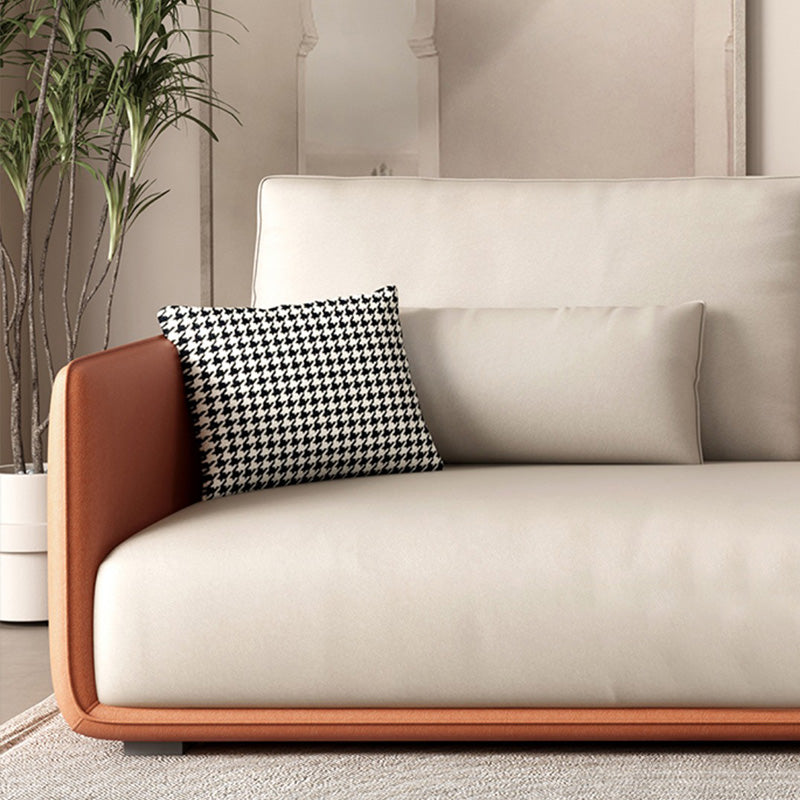 Faux Leather Pillow Back Sofa with Chaise Square Arm Sectional