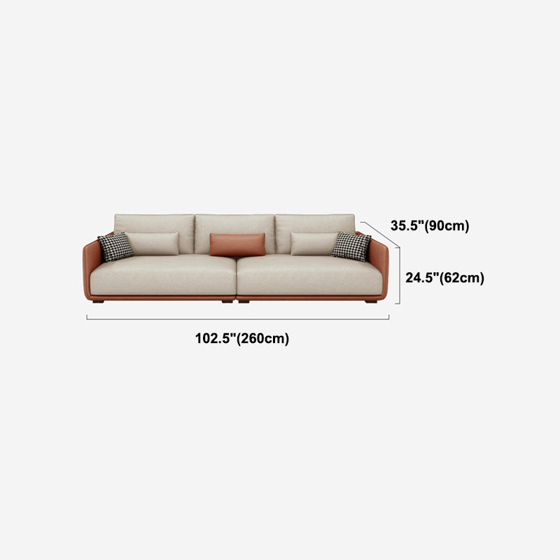 Faux Leather Pillow Back Sofa with Chaise Square Arm Sectional
