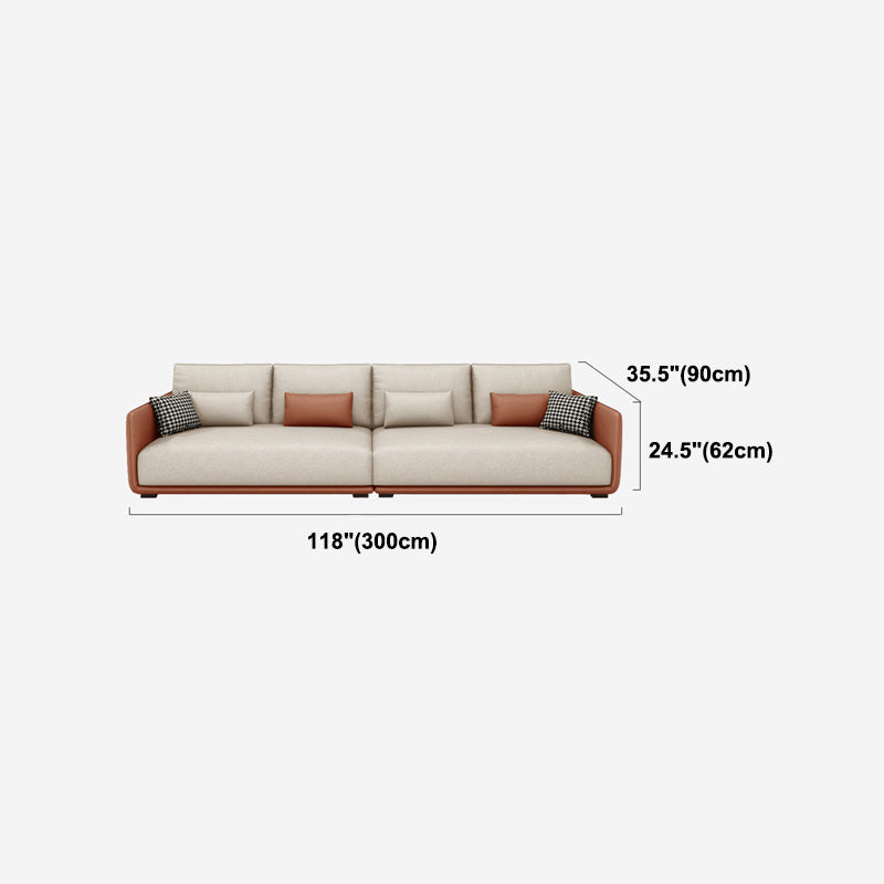 Faux Leather Pillow Back Sofa with Chaise Square Arm Sectional