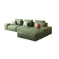 Square Arm 3/4-Seater Sofa & Chaise Green Faux Leather Sectional
