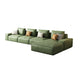 Square Arm 3/4-Seater Sofa & Chaise Green Faux Leather Sectional
