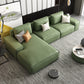 Square Arm 3/4-Seater Sofa & Chaise Green Faux Leather Sectional