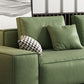 Square Arm 3/4-Seater Sofa & Chaise Green Faux Leather Sectional