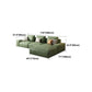 Square Arm 3/4-Seater Sofa & Chaise Green Faux Leather Sectional