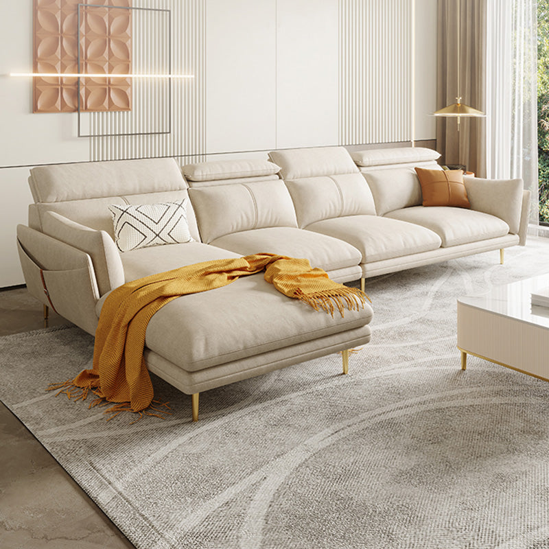 Crème faux lederen bank/sectionele met opbergzak verstelbare bank voor woonkamer