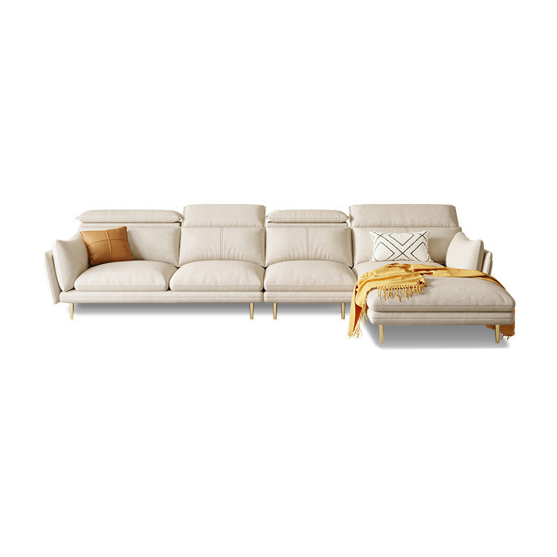 Crème faux lederen bank/sectionele met opbergzak verstelbare bank voor woonkamer