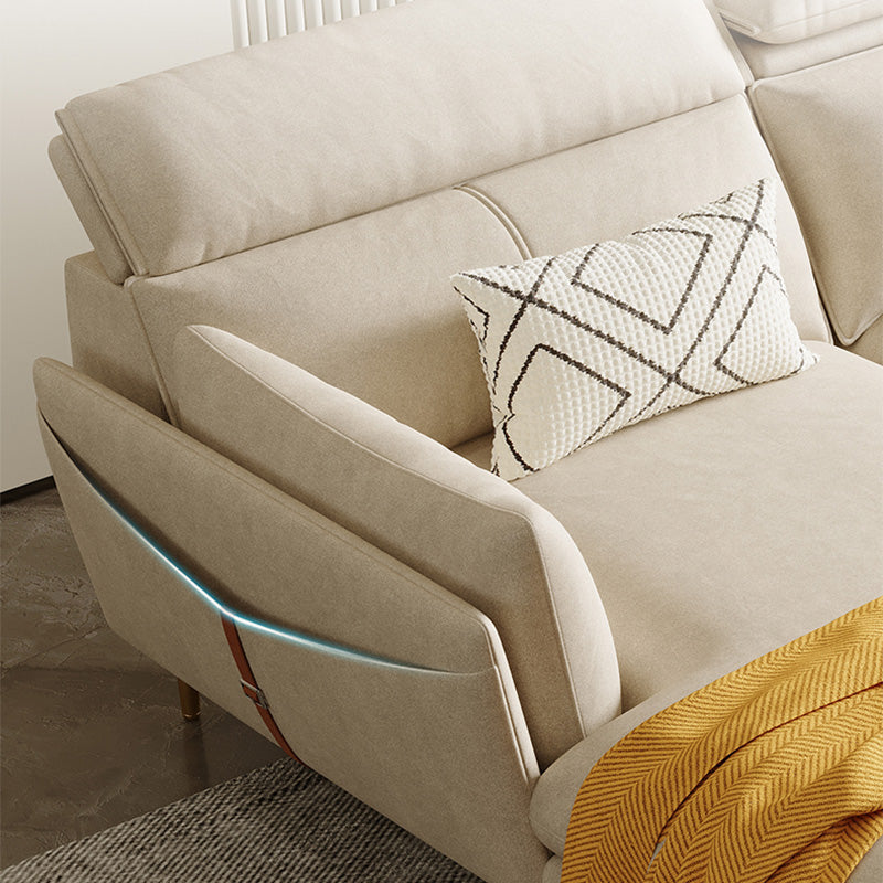 Crème faux lederen bank/sectionele met opbergzak verstelbare bank voor woonkamer