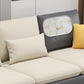 Scandinavian Cream Stationary Slipcovered Faux Leather 4 Seat Sofa