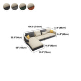 Scandinavian Cream Stationary Slipcovered Faux Leather 4 Seat Sofa