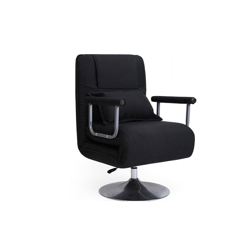 Convertible Chair 27.55" L x 23.62" W x 44.88" H Swivel Armchair for Living Room Black Linen Clearhalo 'Accent Chairs' 'accent_chairs' 'Chairs & Seating' 'furn' 'furn_accent_chairs' 'Furniture' 'Living Room Furniture' 5602140