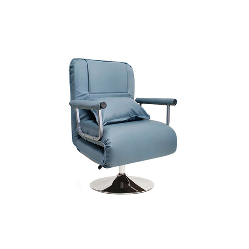 Convertible Chair 27.55" L x 23.62" W x 44.88" H Swivel Armchair for Living Room Lake Blue Leather Clearhalo 'Accent Chairs' 'accent_chairs' 'Chairs & Seating' 'furn' 'furn_accent_chairs' 'Furniture' 'Living Room Furniture' 5602141