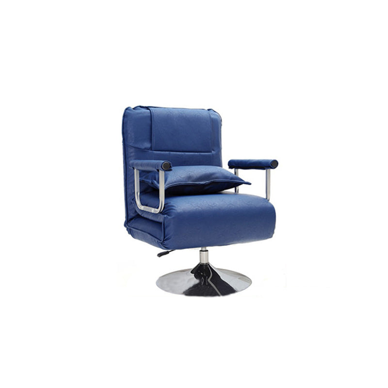 Convertible Chair 27.55" L x 23.62" W x 44.88" H Swivel Armchair for Living Room Royal Blue Leather Clearhalo 'Accent Chairs' 'accent_chairs' 'Chairs & Seating' 'furn' 'furn_accent_chairs' 'Furniture' 'Living Room Furniture' 5602149