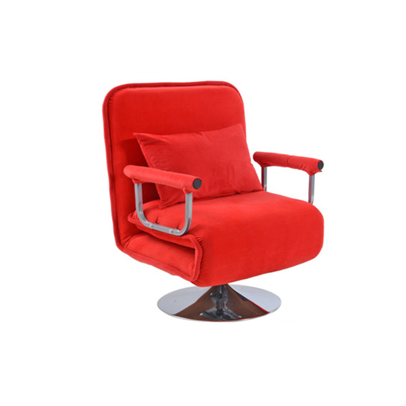 Convertible Chair 27.55" L x 23.62" W x 44.88" H Swivel Armchair for Living Room Red Suede Clearhalo 'Accent Chairs' 'accent_chairs' 'Chairs & Seating' 'furn' 'furn_accent_chairs' 'Furniture' 'Living Room Furniture' 5602152