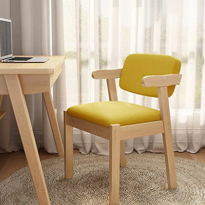19.68" L x 19.68" W x 28.74" H Linen Arm Chair Accent Armchair for Living Room Light Yellow Natural Wood Clearhalo 'Accent Chairs' 'accent_chairs' 'Chairs & Seating' 'furn' 'furn_accent_chairs' 'Furniture' 'Living Room Furniture' 5602161