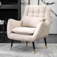 Tufted Cushions Chair 31.4" L x 27.5" W x 35.4" H Arms Included Chair Faux Leather Beige Clearhalo 'Accent Chairs' 'accent_chairs' 'Chairs & Seating' 'furn' 'furn_accent_chairs' 'Furniture' 'Living Room Furniture' 5602193