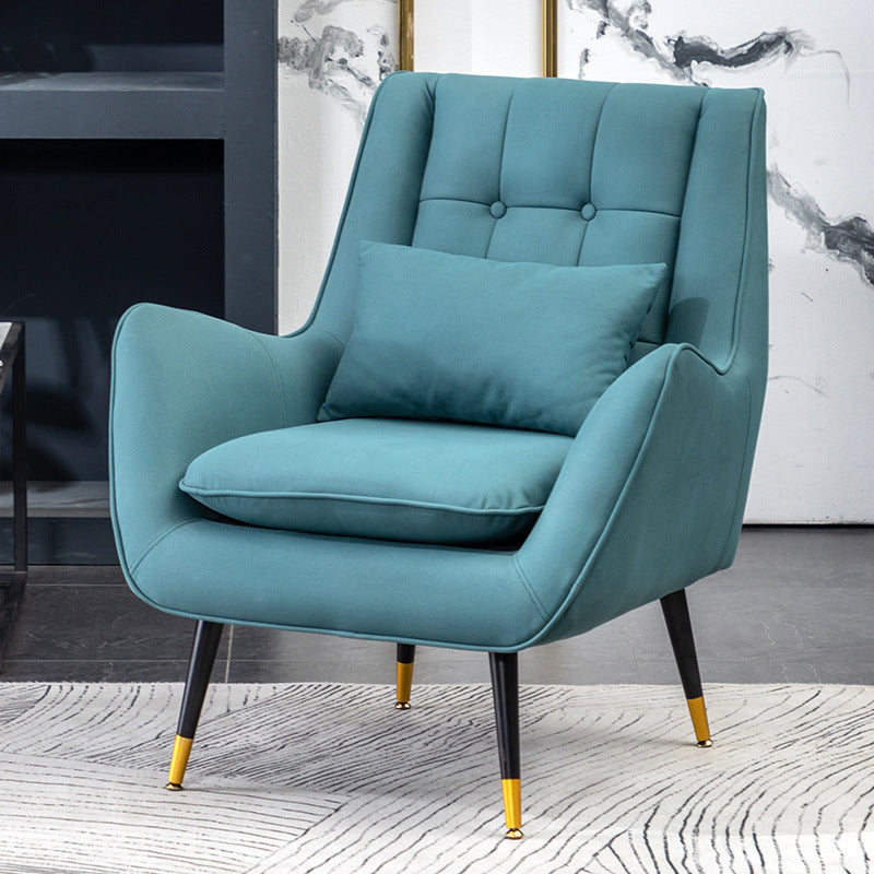 Tufted Cushions Chair 31.4" L x 27.5" W x 35.4" H Arms Included Chair Faux Leather Dark Green Clearhalo 'Accent Chairs' 'accent_chairs' 'Chairs & Seating' 'furn' 'furn_accent_chairs' 'Furniture' 'Living Room Furniture' 5602196