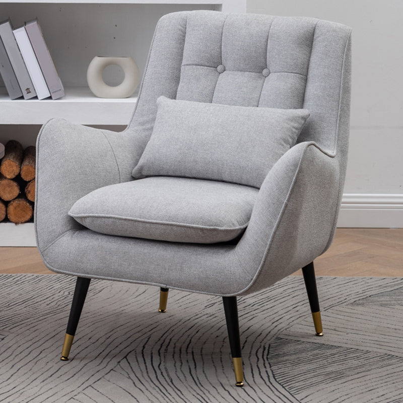 Tufted Cushions Chair 31.4" L x 27.5" W x 35.4" H Arms Included Chair Linen Light Grey Clearhalo 'Accent Chairs' 'accent_chairs' 'Chairs & Seating' 'furn' 'furn_accent_chairs' 'Furniture' 'Living Room Furniture' 5602197