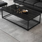 Trestle Type/frame Base Rectangular Slate Table Board Glam Style Coffee Table Black Clearhalo 'Coffee & Accent Tables' 'Coffee Tables' 'coffee_tables' 'furn' 'furn_coffee_tables' 'Furniture' 'Living Room Furniture' 5602245