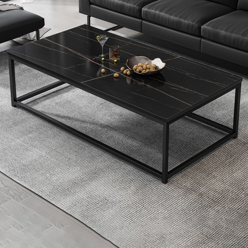 Trestle Type/frame Base Rectangular Slate Table Board Glam Style Coffee Table Black Clearhalo 'Coffee & Accent Tables' 'Coffee Tables' 'coffee_tables' 'furn' 'furn_coffee_tables' 'Furniture' 'Living Room Furniture' 5602245