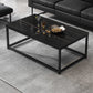 Trestle Type/frame Base Rectangular Slate Table Board Glam Style Coffee Table 31.5"L x 16"W x 16.5"H Black Clearhalo 'Coffee & Accent Tables' 'Coffee Tables' 'coffee_tables' 'furn' 'furn_coffee_tables' 'Furniture' 'Living Room Furniture' 5602253