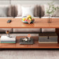Modern Style Rectangular Wooden Table 4 Legs Base with Storage Rack Coffee Table