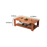 Modern Style Rectangular Wooden Table 4 Legs Base with Storage Rack Coffee Table