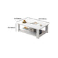 Modern Style Rectangular Wooden Table 4 Legs Base with Storage Rack Coffee Table