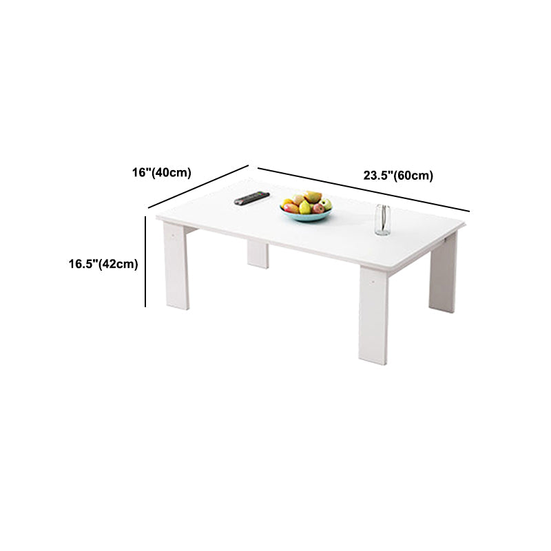 Modern Style Rectangular Wooden Table 4 Legs Base with Storage Rack Coffee Table